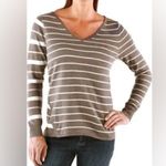 Smartwool  Brown Cream Multi Striped V Neck Sweater Merino Wool Photo 1