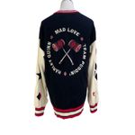 DC Comics Boxlunch Harley Quinn Varsity Patch Knit Cardigan Black Photo 7