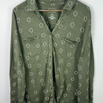 Sonoma  Button Shirt XXL Green‎ Cotton Ikat Print Utility Pockets Casual Boho Photo 0