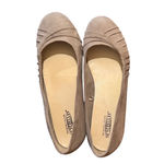 Seychelles Anthropology  Women's 9W Wide Taupe Suede Ruched Wedge Heel Shoes Photo 2