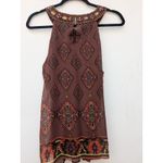 ECI  New York Women's Blouse Top Geometric Beaded Brown Stones Size 10 Photo 8