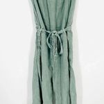 Cloth & Stone Frayed Jumpsuit Cropped Belted in Sage Green Photo 2