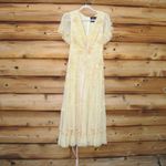 Mac Duggal 9207 Yellow Floral Embellished Flutter Sleeve Tiered Dress Photo 4