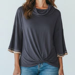 Prómesa NWT. Navy Blue Boatneck Blouse Photo 0
