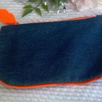 Ipsy Glam Bag in Denim/Neon Orange Cosmetics Accessories Zip Closure Photo 1