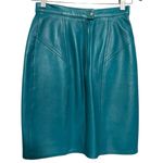 Firenze Santa Barbara Vintage Women’s 4 Teal Blue Green Leather Straight Skirt Photo 1