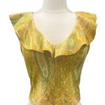 ZARA Yellow Paisley Ruffle Top Photo 0