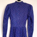 Gunne Sax Vintage 80s Calico Floral Prairie Midi Dress in Blue Photo 7