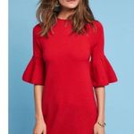 Anthropologie Moth Bell Sleeve Knit Red Mini Dress Size S Photo 2