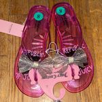 Juicy Couture Juicy Couture Pink Sandals with Glitter Bow Size 8 Jelly Shoes Glitzy Photo 1