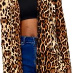 Women’s Leopard Design Lightweight Button Down Cardigan Shirt With Pockets Brown Size XL Photo 0
