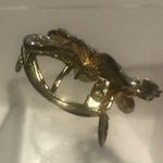 Flower w/small butterfly gold with crystals picks up multi colors hair claw clip Photo 1