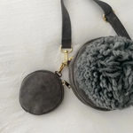 TSD12 Suede Leather Pompom Circle Crossbody Bag in Grey Retail $373 Photo 3