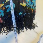 DRAPERS & DAMON KIMONO COVER UP JACKET COAT 1X FRINGE‎ MULTICOLOR FLORAL Boho Black Photo 10