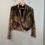 Anthropologie  Ett:Twa Velvet Multicolor‎ Patterned V Neck Wrap Top Size 2 Photo 1