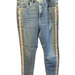 Loft  Skinny Jeans Medium Wash with Striped Detailing Size 28 Petite Photo 5