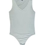 EXPRESS  Body Contour Grey Sleeveless V-Neck Bodysuit Thong Size Small Photo 0