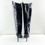 Schutz Shutz Maryana Knee High Croc Embossed Stiletto Heel Boots Black 6 Photo 6