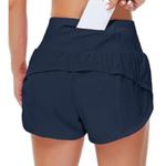 Women's High Waisted Running Shorts Quick Dry Layer Navy Blue Women's Size M Photo 0