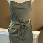 Altar'd State  Satin Olive Wrap Mini Dress, Size M Photo 0