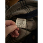 Men’s MINE Wool Coat Navy Blue Size M Genuine LeatherTrim Classic Long Overcoat Size M Photo 6