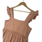 ASOS Dress Womens 4 Linen Fit Flare Mini Square Neck Ruffle Sleeve Cotton Peach Photo 8