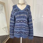 Eddie Bauer Vintage Ravenna LongSleeve Knit Sweater Fair Isle Blue Plus Size XXL Photo 4