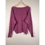 Free People Santa Clara Oversized Waffle Knit V Neck Long Sleeve Top Purple Sz M Photo 4