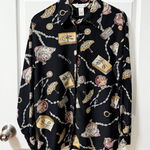 Anthropologie Vintage silk pattern funky unique button down blouse shirt 6 eclectic grandpa Photo 0