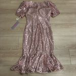 Jovani NWT  Light Pink Sequin Puff Sleeve Fit and Flare Sheath Dress Size 8 Photo 4