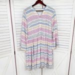 Destination 365 Floral V Neck Tiered Bell Sleeve Tunic Shift Dress White Multi Size M Photo 7