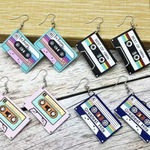 Cassette Tape Dangle Earrings Nostalgic Retro 80s Music Lover Gift Women 4 Pairs Black Photo 0