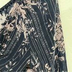 LUNIK  Tie Front Crop Top Size Medium New Gray & Mauve Floral Stripe Photo 2