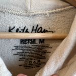 Keith Haring Graphic Multi Colored Print Hooded Pullover Sweatshirt Size Medium Tan Photo 6