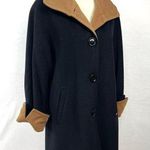 Ellen Tracy Wool/Angora Black & Caramel Brown Pea Coat Jacket Size 10 Photo 0