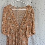 American Eagle Outfitters Tan Floral Midi Dress White Size 0/S Photo 1