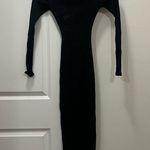 Naked Wardrobe Black Snatched Ribbed Crewneck Long Sleeve Dress Size XS $68 Photo 1
