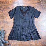 Johnny Was Biya • vintage linen mini dress oversized tunic crochet lace ruffle Photo 0
