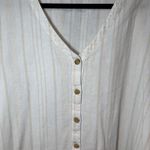 Loft  Linen Blend Button Down V-Neck Top White Cream Stripe Size XXL Photo 1