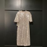Eliza J  Silver Sequin Sheath Flutter Sleeve Mock Neck cocktail Mini dress 8 NWT Photo 11