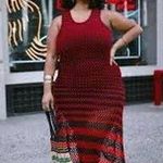 ZARA   Studio Red Black Linen Maxi Long Knit Crochet Dress Sz M Photo 1