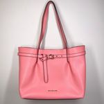 Michael Kors Emilia Large Pebbled Leather Tote Bag Grapefruit Pink Buckle Accent Photo 1