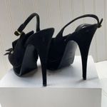 Yves Saint Laurent Black Suede Fringe Chain Open Toe Slingback Stiletto Heel 8.5 Photo 6