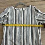 Ellison  Grey White Linen Stripe Short Sleeve Shift Dress Tassel Trim M Photo 9