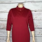 Isaac Mizrahi Live! NWT Size 1X Red - Jewel Embellished Mock Neckline Knit Dress Photo 1