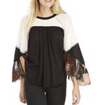 Free People We The Free Friday Fever Mixed Media Top in Black Size Small Photo 0