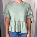 Dry Goods Originality Light Green Ruffle Peplum Blouse (XS) Photo 2