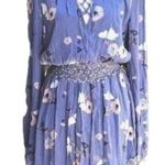 Shyanne  Dress Women's Small Blue Floral Long Sleeve Western Belle Tassel Ties Photo 0