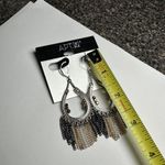 Apt. 9 Tri Tone & Brown Rhinestone Dangle Drop Chain Fringe Pierced Earrings NWT Photo 4