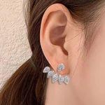 Unsigned Waterdrop Ear Jacket Rhinestones Rose Gold Photo 2